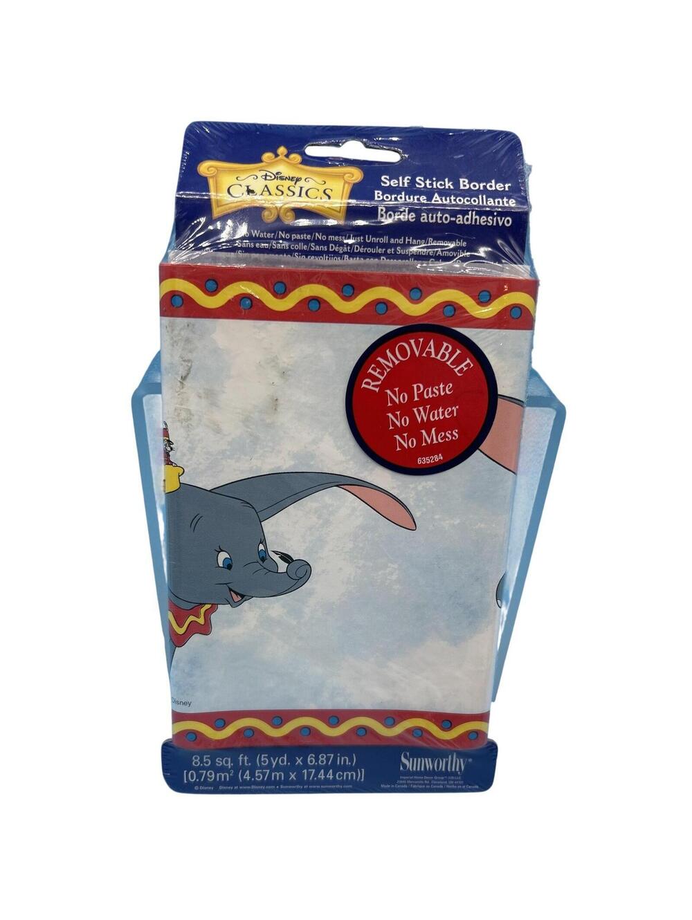 Sunworthy Disney Dumbo Self Stick Wall Border Decal 5yd Vinyl Circus Multicolor